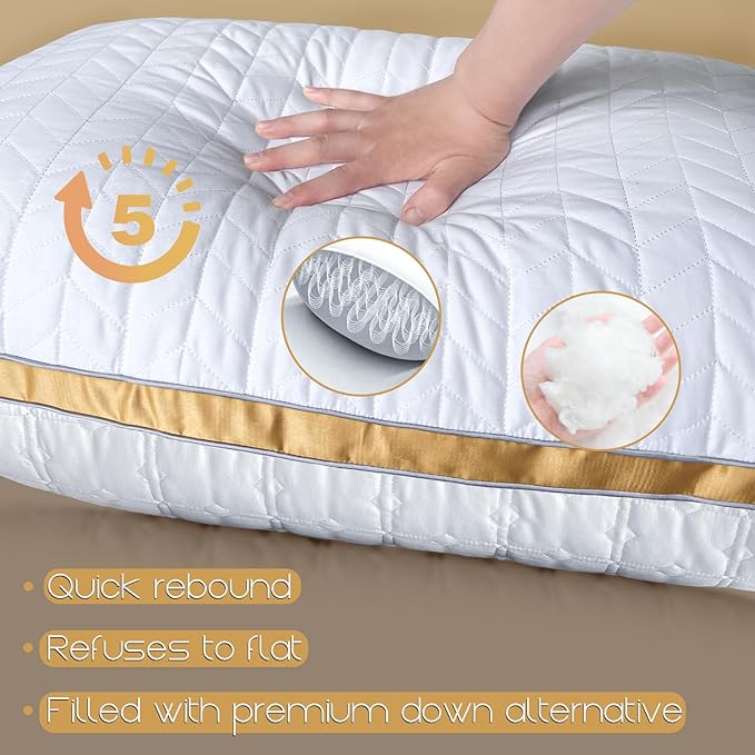 mislili King Size Pillows Set of 2, Hotel Quality Bed Pillows for Sleeping, Pillows King Size Set of 2 Support & Comfortable, Down Alternative King Pillows for Back, Stomach or Side Sleepers