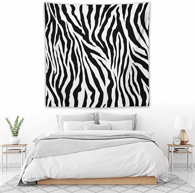 HZOHNAGO Zebra Print Tapestry Nature Wild Animals Black and White Stripe Printed Wall Tapestry Painting Wall Hanging for Bedroom Living Room Dorm 60" W x 60" H