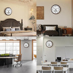 Wall Clock, Classic Wood Style Finish, 13 Inch Non-Ticking Silent Battery Operated Quartz Analog with Perpetual Calendar and F° Temperature Display, Home, Office Décor (Chestnut Brown)