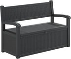 70 Gallon Deck Bench with Storage,Outdoor Storage Box Bench Waterproof&Lockable, Resin Patio Furniture with Armrest for Patio, Porch, Garden,Black