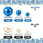 Blue White Vase Filler | 150PCS Pearls Bead for Centerpieces Vases | 8/14/20 mm No Hole Beads, Fake Pearls for Wedding Birthday Theme Party Table Centerpieces Decor