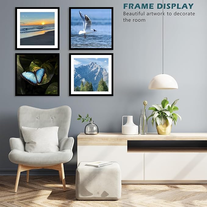 12 Pack 12.5x12.5 Record Frame with 10x10 Mat for Vinyl Record Album Cover Poster, Display Photo 10x10 with Mat or 12.5 x 12.5 Without Mat, Wall Hanging Vinyl Frames, 12 Pack, Black