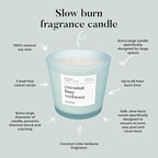 Hidden Label Large Scented Candle, Coconut Lime Verbena, 30oz 3 Wick Huge Candle, Serene Collection Slow Burn Natural Soy Candles for Home Scented