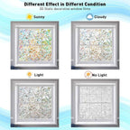 LEMON CLOUD Window Privacy Film, Decorative Window Film, Stained Glass Window Stickers, Rainbow Cling Holographic, Window Covering Prism Film, No Glue Frosted Half Moon Anti-UV(23.6 x 78.7 Inch)