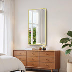 YIROMAN Bathroom Mirror 48"x24", Large Brushed Gold Bathroom Mirror for Over Sink with Aluminum Frame, Rectangular Vanity Mirror with Right Angle, Wall Mirror Hangs Horizontal or Vertical