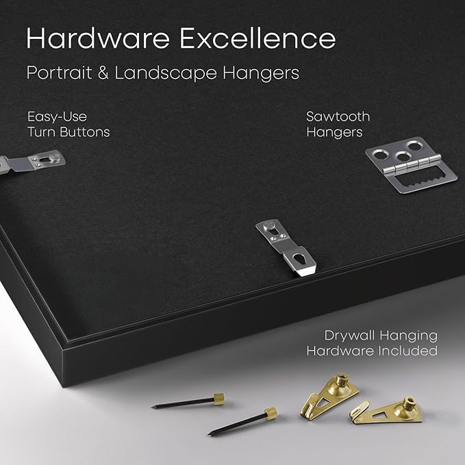 Homeforia Black Diploma Frame 8.5 x 11, High End Metal 8.5x11 Certificate Frames, 11x8.5 inch Document Frame for Wall or Tabletop, 8.5 by 11 Award Letter Size Frame, Tempered Glass, Wall Kit, Set of 1