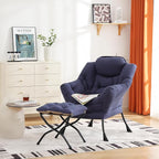 Cozy Lazy Chair and Ottoman, Large Contemporary Accent Lounge Chair Set, Leisure Upholstered Reading Armchair for Bedroom, Living Room, Dorm Rooms, Office