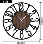 LEIKE Extra Large Wall Clocks,Silent Little Ticking,Battery Operated Vintage Round Modern Wood Wall Clock for Living Room, Bedroom,Farmhouse,Office Home Decor-32 Inch(Black-Arabic Number)