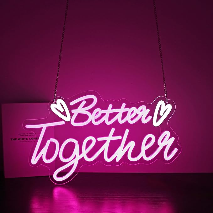 Neon Sign, HSJNJKFU Better Together Neon Signs for Wall Decor Pink Light Led Sign for Room Home Party Birthday Wedding Bar Signs - USB Powered