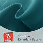 Fcosie 52" Wx102 L Inherent Flame Retardant Curtains - Room Darkening Drapes for School Classroom Dorm Nursing Home Restaurant- Antique Bronze Grommet Privacy Window Drapery - Saxony Blue - 2 Panels