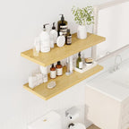 36" Floating Shelves for Wall, 12" Deep Slim Oak Floating Shelves, Wall-Mounted Shelves for Bedroom, Living Room, Kitchen, Bathroom - Set of 2