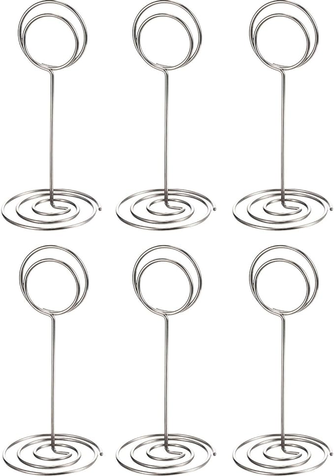 TecUnite 24 Pieces 3.35 Inch Table Number Holder Place Card Photo Holder Picture Name Menu Clips Memo Cards Stand for Wedding Reception Anniversary Birthday Party Centerpieces (Silver)