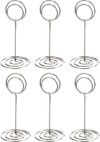 TecUnite 24 Pieces 3.35 Inch Table Number Holder Place Card Photo Holder Picture Name Menu Clips Memo Cards Stand for Wedding Reception Anniversary Birthday Party Centerpieces (Silver)