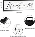 Let's Stay in Bed Sign: Rustic Bedroom Signs Wall Decor Above Bed Framed Modern Farmhouse Family Wall Signs Hanging Plaques Inspirational Quotes Master Bedroom Wall Art 12 x 40 Inch