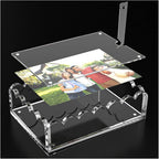 5x7in Acrylic Scalloped Tray with Magnetic Mat, Acrylic Picture Frames Fits 4x6 Photos & Smaller with Floating Effect, Freestanding Desktop Display for Livingroom, Bedroom, Office,...