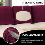 PrinceDeco Velvet Cushion Covers for Sectional Couch, 3 Back Cushion, Burgundy