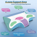 Cervical Neck Pillow for Neck Pain Relief, 2 in 1 Ergonomic Pillow for Sleeping, Memory Foam Orthopedic Bed Pillows for Side, Back & Stomach Sleepers with Cooling Pillowcase