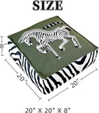 Pouf Ottoman Unstuffed Poufs Soft Touch Zebra Boho Footrest Floor Chair Storage for Living Room Bedroom Home Decor (Green, 20 x 20 x 8 Inches Square)