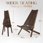 IDZO Elina FSC Eucalyptus Tamarack Chairs, 300Lbs Capacity Modern Adirondack Style, Wooden Folding Seats, for Fire Pit Outdoor & Indoor - Cinnamon, Set of 2