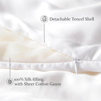 CUDDLE DREAMS Silk Filled Comforter for All Season, Detachable Tencel Duvet Cover for Easy Care, Naturally Breathable (White, Twin)
