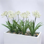 Outdoor Flowers Artificial for Porch 18.9 in Fake Agapanthus Plants 8 Bundles Plastic White Flower Large Faux Greenery for Outside Planter Yard Patio Decor