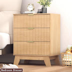 Fluted Dresser for Bedroom,3 Drawer Dresser for Closet,Storage Cabinet and Chest of Drawers with Gold Handle,TV Stand,Storage Organizer for Living Room,Hallway,Entryway,Nature Oak