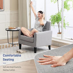 Accent Chair, Mid Century Modern Living Room Chairs Comfy Reading Chair with Upholstered Cushion Relax Armchair for Bedroom Apartment,Office,Light Grey