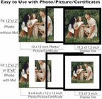 12 Pack 12x12 Picture Frame with 8x8 Mat, Display 8x8 with Mat or 12x12 Without Mat, 12 by 12 Frames Bulk Set of 12 Collage Gallery Wall Decor Photo Frames Set for Wall, Black