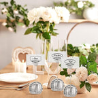 Prasacco 20 Set Disco Ball Table Number Holders, 2 Inch Silver Disco Ball Place Card Holder with Swirl Wire Clips und Name Cards for Wedding Party Decoration, Photo Display Holder, Desktop Decorations