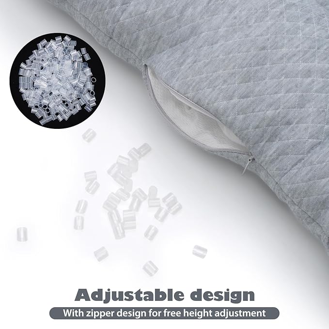 Washable Pillow for Neck Pain Relief, 4.7 Inch Breathable Pillows with PP Tube, Ajustable Neck Pillows for Pain Relief Sleeping, Support Pillows for Side, Back & Stomach Sleepers