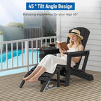 Adirondack Ottoman, HDPE Plastic Adirondack Footstool, All Weather Foot Rest for Adirondack Chair, Outdoor Footrest for Patio,Backyard, Lawn, Fire Pits, Black