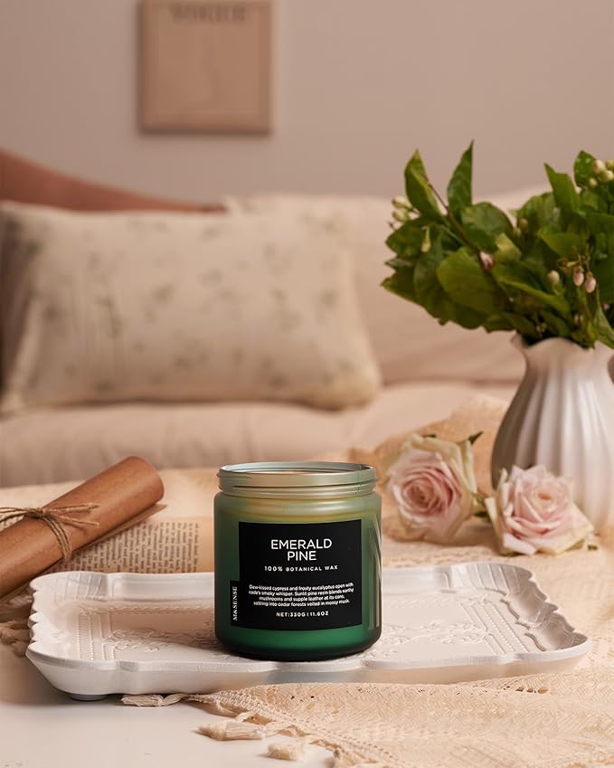 M&SENSE Pine Scented Candles Natural Soy Wax Clean Non Toxic 11.6oz 70 Hours Large Long Lasting Christmas Winter Scented 2 Wicks Candle Gift for Holiday & Family Friends Teachers