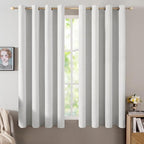 MIULEE Linen Textured Curtains for Bedroom Solid 100% Blackout Thermal Insulated Heathered White Grommet Room Darkening Curtains & Drapes Luxury Decor for Living Room Nursery 52 x 54 Inch (2 Panels)
