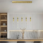 5 Light Pendant Lighting Dining Room Light Fixture Dimmable LED Modern Gold Pendant Light with Bubble Crystal Pendant Lights Kitchen Island