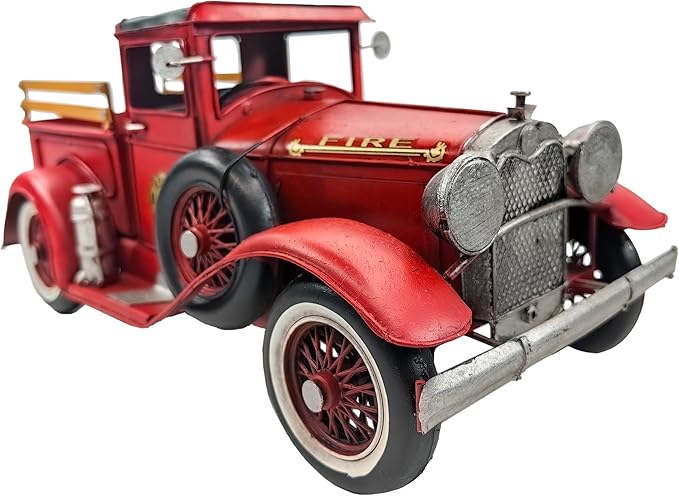 12'' Iron Classic Red Truck Pick-up Model Collectible Vehicle Decoration, Metal Christmas Decor, Unique Blend of Vintage, Rustic, Farmhouse Truck for Table Top (B)