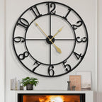 LEIKE Extra Large Wall Clocks,Silent Little Ticking,Battery Operated Vintage Round Modern Metal Wall Clock for Living Room, Bedroom,Farmhouse,Office Home Decor-32 Inch(Black-Arabic Number)