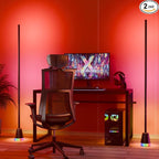2PCS RGB Corner Floor Lamp, 60 Inch Bright Standing Lamps for Bedroom with APP and Remote Modern Floor Lamp Color Changing Ambience Light with Music Sync and 16 Million Colors