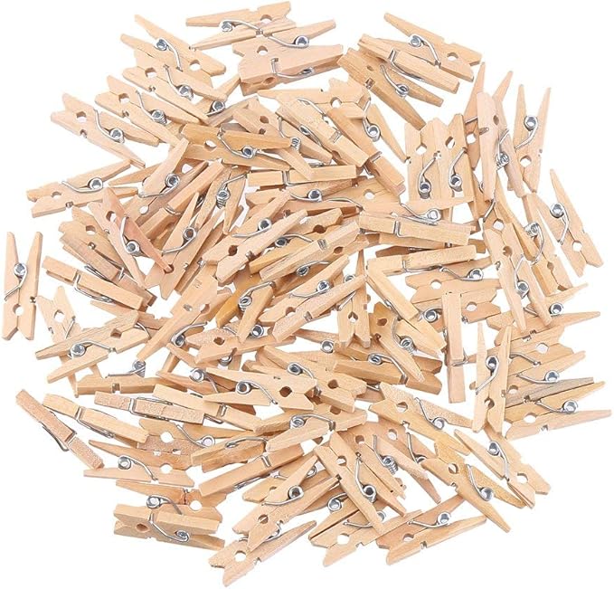 DECORA 3.5cm Sturdy Natural Wooden Mini Clothespin 100 Pieces in One Package