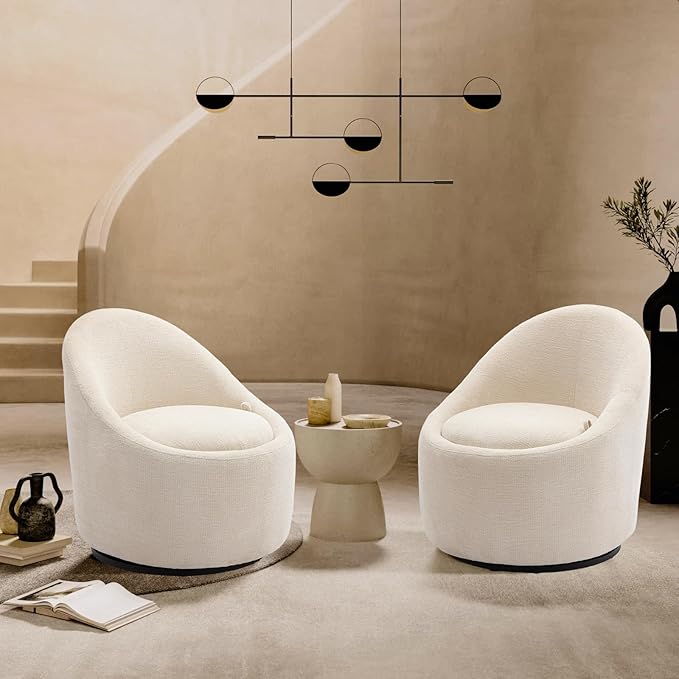 COLAMY Swivel Accent Chair, 360° Swivel Chair with Hidden Storage, Modern Small Barrel Swivel Armchair for Living Room/Bedroom, Beige