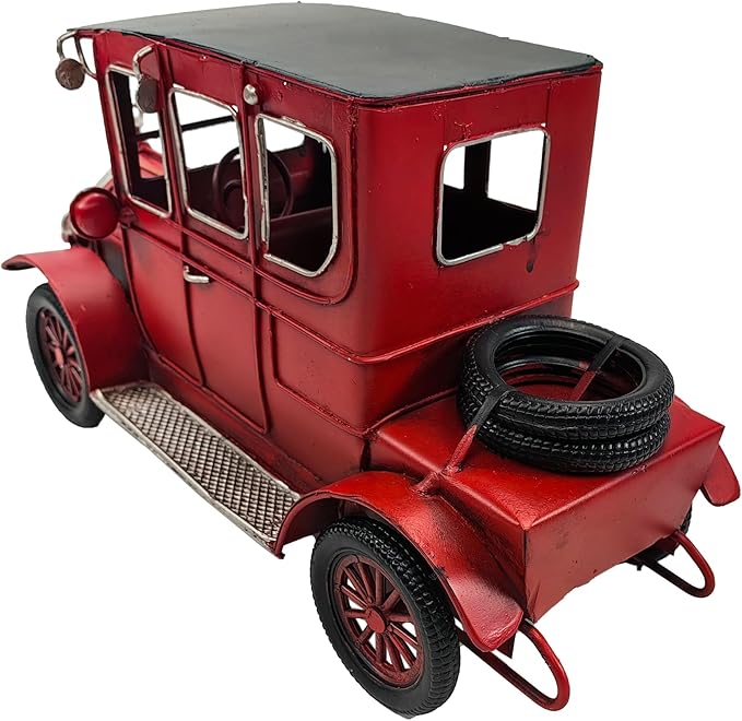 Berfutall-10'' Iron Classic Red Cars Model Collectible Vehicle Decoration, Metal Classic Cars Christmas Decor ，Unique Blend of Vintage, Rustic, for Table Top Decor. (C)