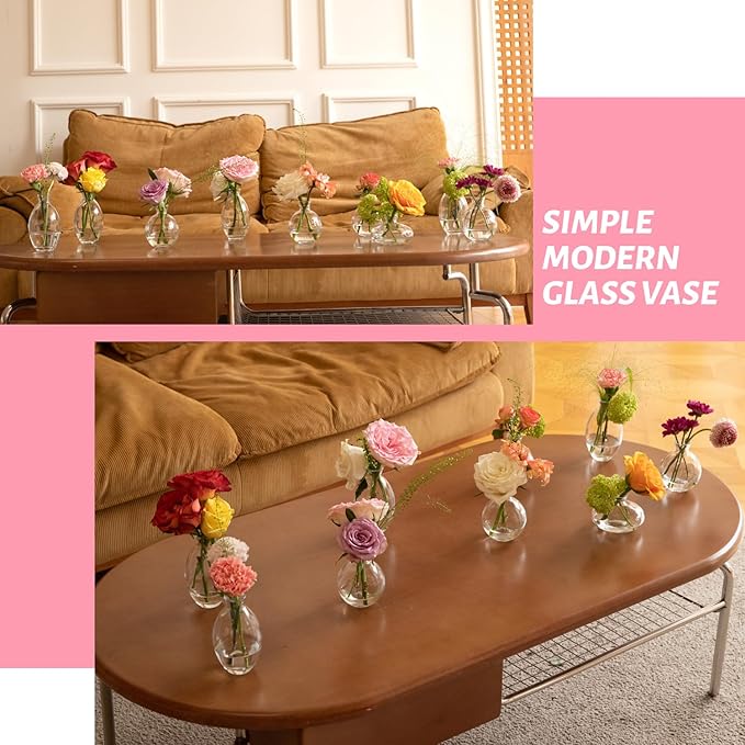 28 Clear Bud Vases in Bulk, Glass Small Bud Vase for Centerpieces, Mini Bud Vase Set for Flowers, Vintage Vases for Rustic Wedding Decorations, Table Decor Flower Bedroom Party Home Decor