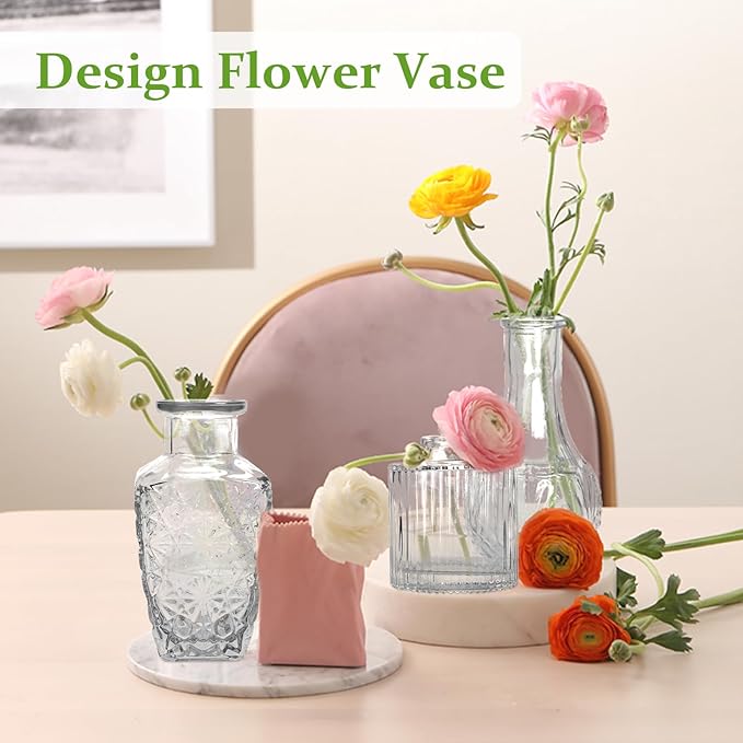 22 Pack Bud Vase in Bulk - BEAHOT Clear Flower Vases for Wedding Decorations, Glass Vase for Centerpiece Table Decorations, Small Boho Vase for Home, Wedding Decor, Mother's Day, Party, Office