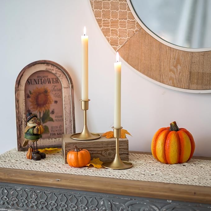 Sziqiqi Gold Candlestick Candle Holder - Taper Candles Holder for Table Centerpiece Metal Candle Holders for Wedding Anniversary Decorative Candle Stands for Advent Shabbat