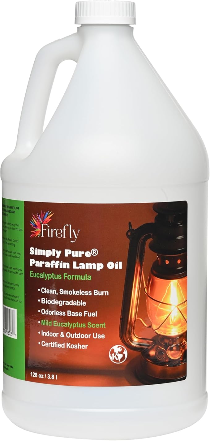 Firefly Kosher Eucalyptus Paraffin Lamp Oil - Smokeless, Virtually Odorless, Long-Lasting - 1 Gallon