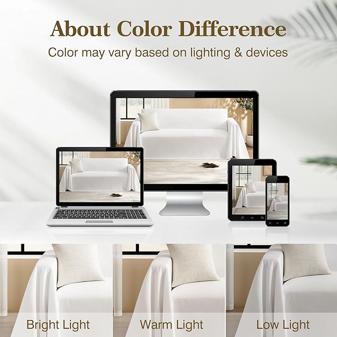 Couch Cover for Dogs Sectional Sofa Covers Washable for 2 Cushion Couch, Chenille Couch Cover Blanket, Sectional Sofa Slipcovers, Multi-Use Furniture Protector for Kids, Pets, 91" X118", White