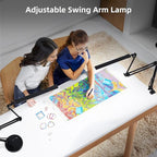 NOEVSBIG LED Desk Lamp with Clamp,2-in-1 Clamp on Desk Lamps with Base,50.7" Adjustable Swing Arm Architect Desk Lamp,Memory Function Desk Lights for Home Office,Workbench,Reading,Craft,Drafting