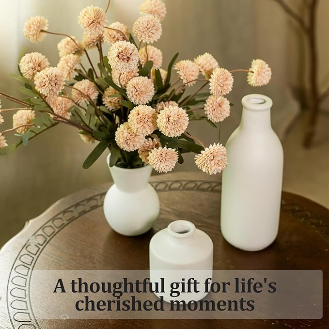 Ceramic Flower Vase, Small Vase for Centerpieces, Modern Vases for Home Decor- 3 Pcs