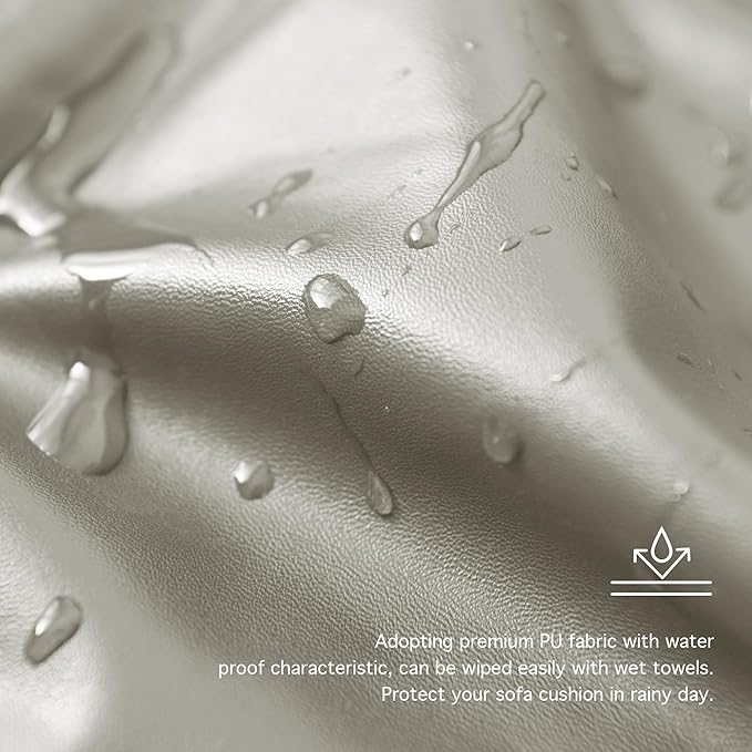 Yates Home Couch Covers for Sectional Sofa L Shape PU Leather Slipcover Water-Proof Elastic Chaise Seat Cover Protector Slip Cover for Settee Seater Replacement in Living Room（Chaise, Greylish Beige