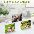 10 Pack Mini Acrylic Picture Frames 2.5 x 3.5 Inch Clear Acrylic Business Card Frame Double Sided Magnetic Photo Block Frames Wallet Size Desktop Display Stand for Office Home