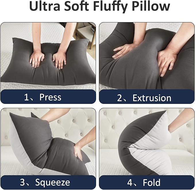 Bed Pillows for Sleeping - Pillows King Size Set of 2 Cooling Luxury Hotel Quality Pillow with Premium Plush Soft Down Alternative Fill for Side Back or Stomach Sleepers - Black, Pack of 2